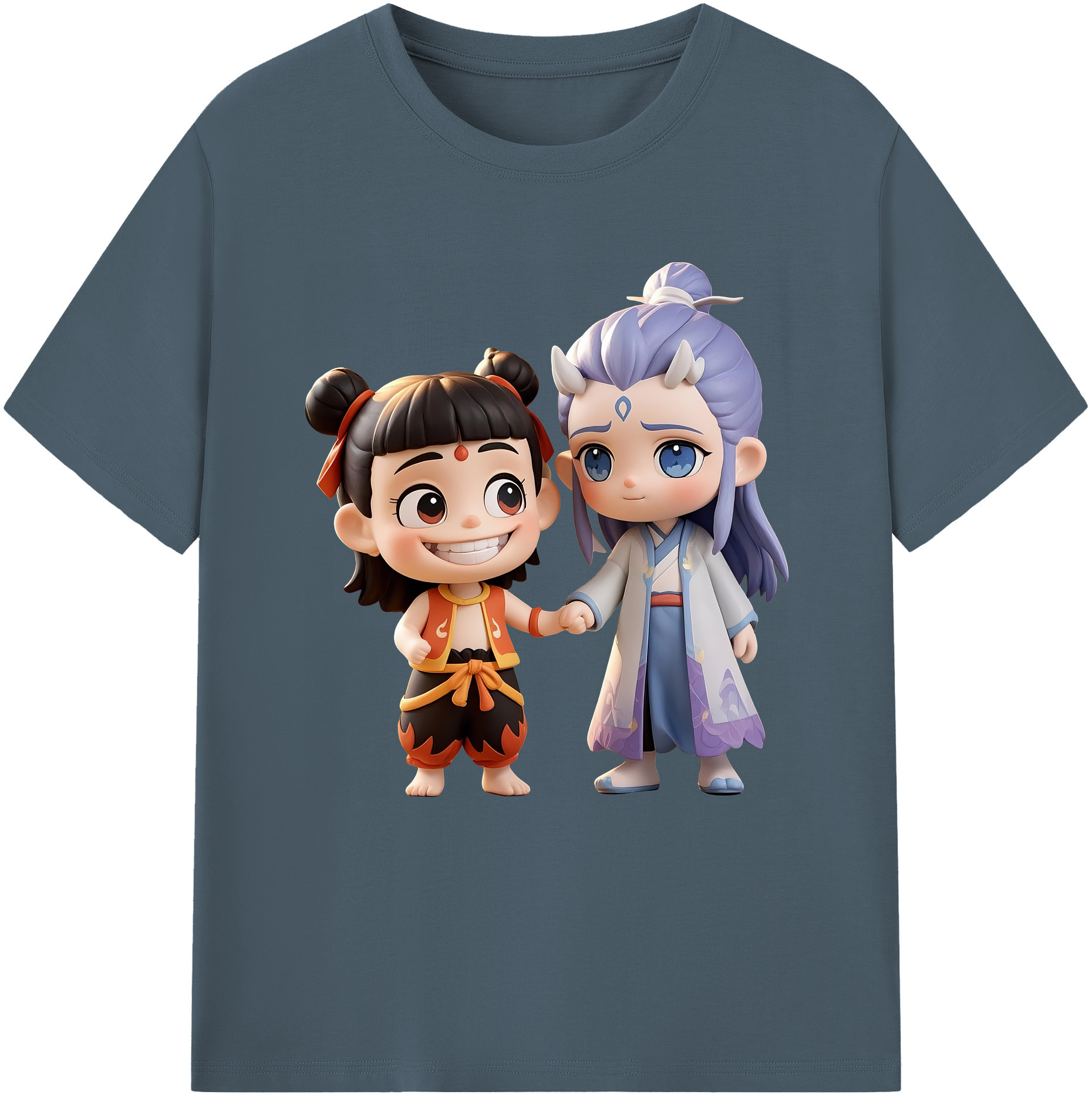 （画像用） Ne Zha 2 ナタ 魔童の大暴れ 綿100％半袖Tシャツ（フロントプリント）